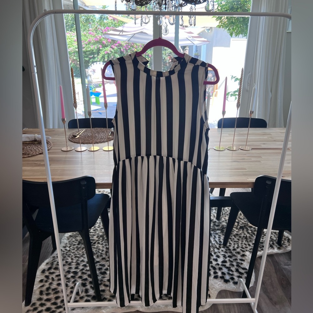 Black and white striped maxi dress